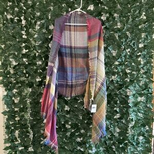 NWT My Trendy Trailer Boho Plaid Wrap Scarf